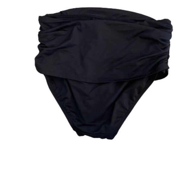 Land’s End Plus size full coverage control swim bottom ruched sides black 22W - Picture 1 of 6